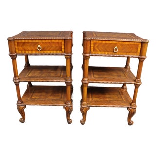 Maitland-Smith Inlaid Mahogany End Tables For Sale