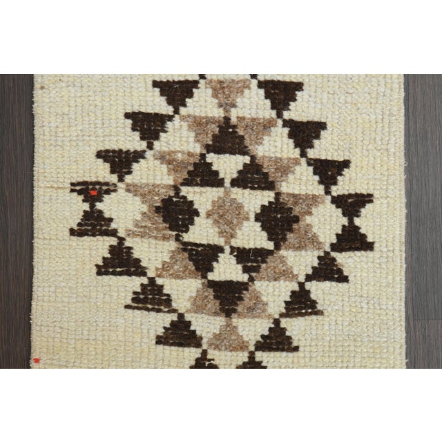 1970s 1970s Vintage Turkish Handmade Wool & Cotton Beige Runner Rug For Sale - Image 5 of 11