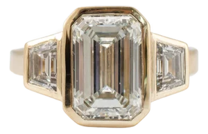 14k Yellow Gold 3.49ctw Emerald Trapezoid Lab Grown Diamond Engagement Ring, Size 8