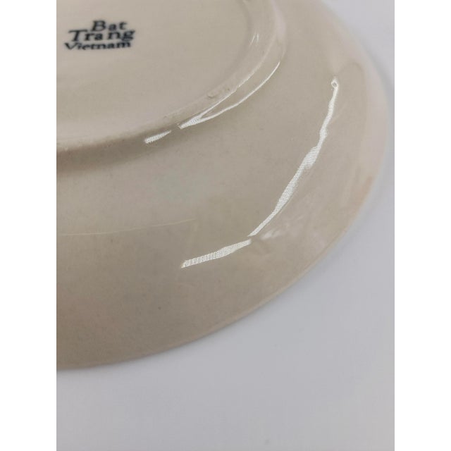 Late 20th Century Set of 6 Bat Tràng Hand-Painted Blue & White Vietnamese Ceramic Dessert Plates For Sale - Image 11 of 14