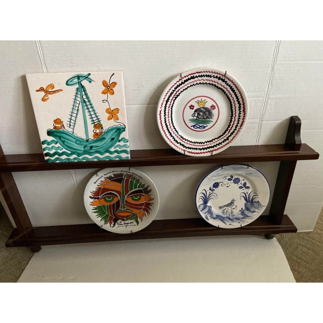 Brown Vintage Mid 19th Century Style French Wall Plate Rack For Sale - Image 8 of 12