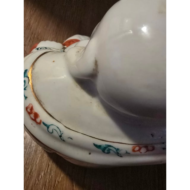 Vintage Chinese Porcelain Laughing Buddha Figurine (Budai) For Sale - Image 9 of 11