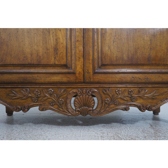 Walnut Country French Two-Door Armoire Wardrobe Cabinet For Sale - Image 17 of 18