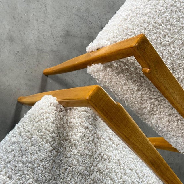 Benches in Blonde Maple with Bouclé Upholstery attributed to Guglielmo Ulrich, 1940s, Set of 2 For Sale - Image 15 of 17