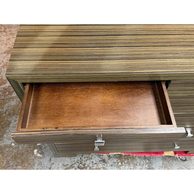 Brown Contemporary Macassar Style Six Drawer Chest For Sale - Image 8 of 12