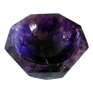 Antique Octagonal Amethyst Quartz Crystal Decorative Bowl For Sale