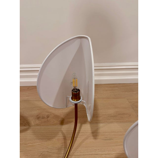 Contemporary 5 Light Chandelier With White Shades For Sale - Image 4 of 9