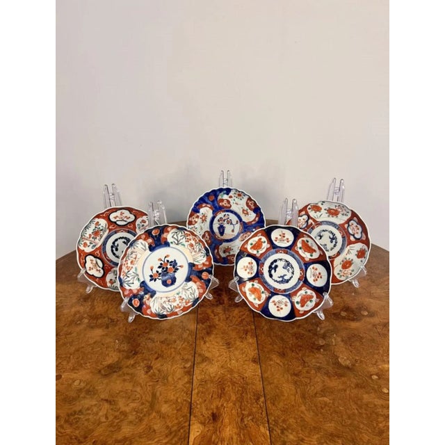 Japanese Imari Plates, 1900s, Set of 5 For Sale - Image 6 of 6