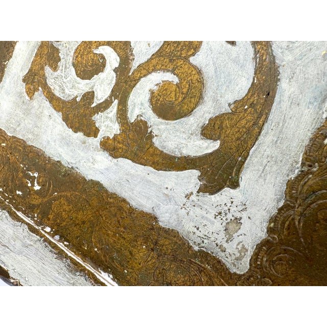 Rustic European Vintage Florentia Italian Gilt & White Decorative Tray For Sale - Image 3 of 12