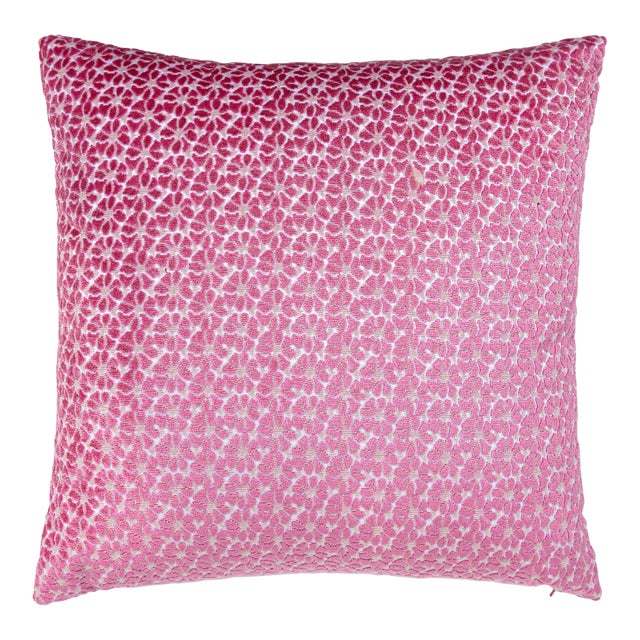 The House Of Scalamandré Petal Velvet Square Pillow In Pinks For Sale