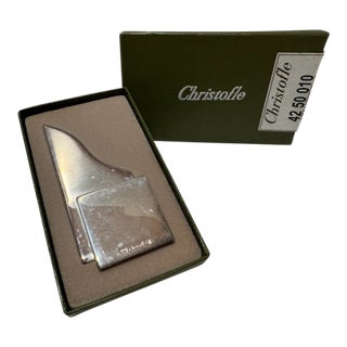 Christofle Cubik Silver Plated Letter Opener Modernist Desk Accessory Boxed For Sale