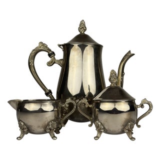 Vintage Metal Coffee Set, Italy, 1980s, Set of 3 For Sale