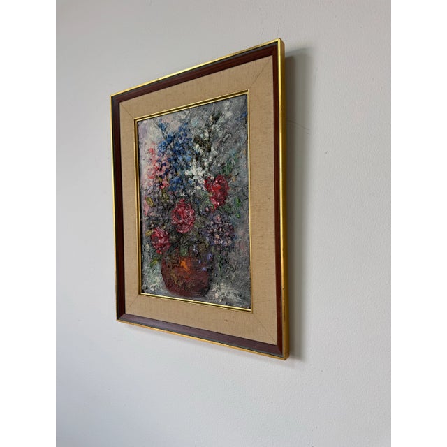 Zaza Meuli (Italian–American, B. 1892) Heavy Oil Impasto Still Life Painting For Sale - Image 4 of 11