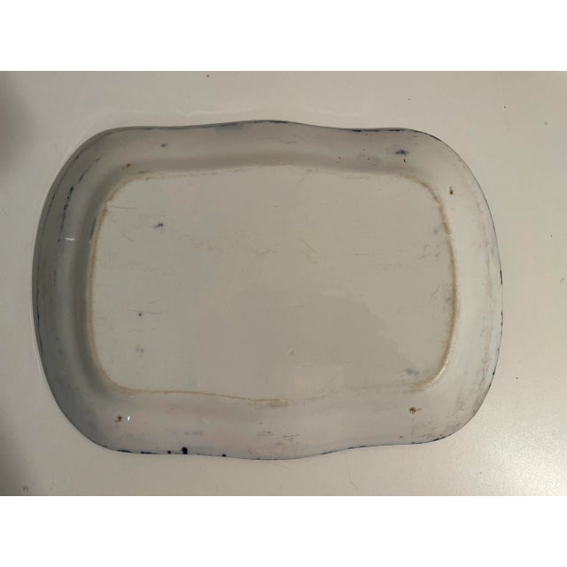 Antique Spongeware decorated blue on white stoneware platter, probably from Lancaster County, PA. circa early to mid 19th...
