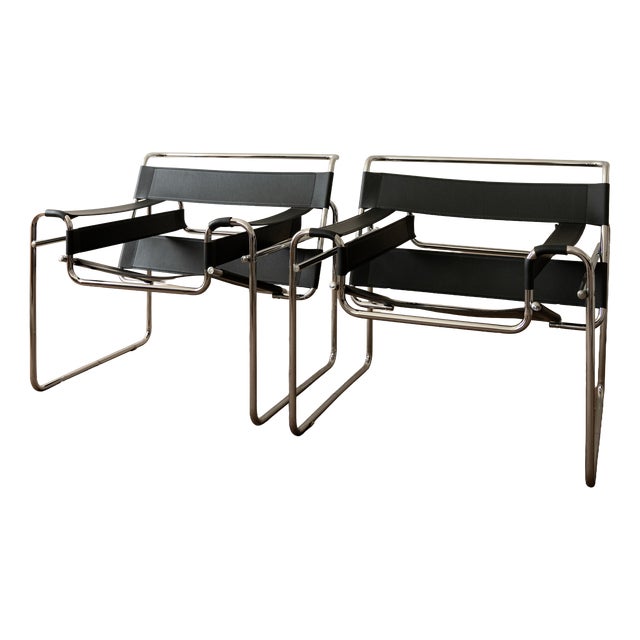Wassily B3 Lounge Chairs by Marcel Breuer for Knoll International, 1970s, Set of 2 For Sale