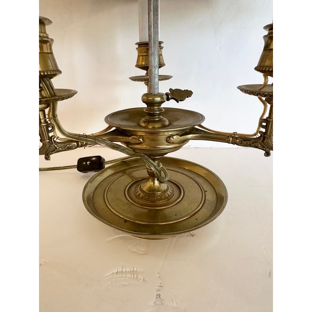 Antique Miller & Sons Brass Buillotte Lamp With Chocolate Brown Metal Shade For Sale In Philadelphia - Image 6 of 8