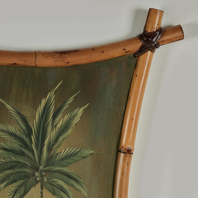 Pair of Vintage Palm Tree Paintings in Bamboo Frames For Sale - Image 15 of 17