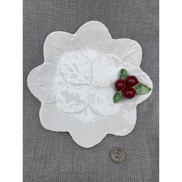White 1980s Vintage Bordallo Pinheiro White Leaf Cherry Dish For Sale - Image 8 of 11