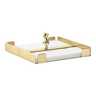 Omini Walkman Napkin Tray in Polished Brass by Stefano Giovannoni For Sale