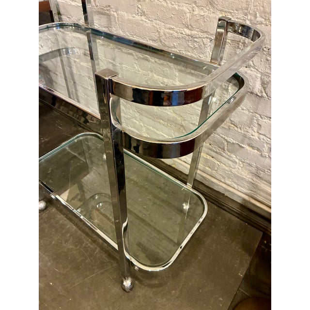 Mid-Century Modern 1970s Chrome & Glass Serving Trolley For Sale - Image 3 of 5
