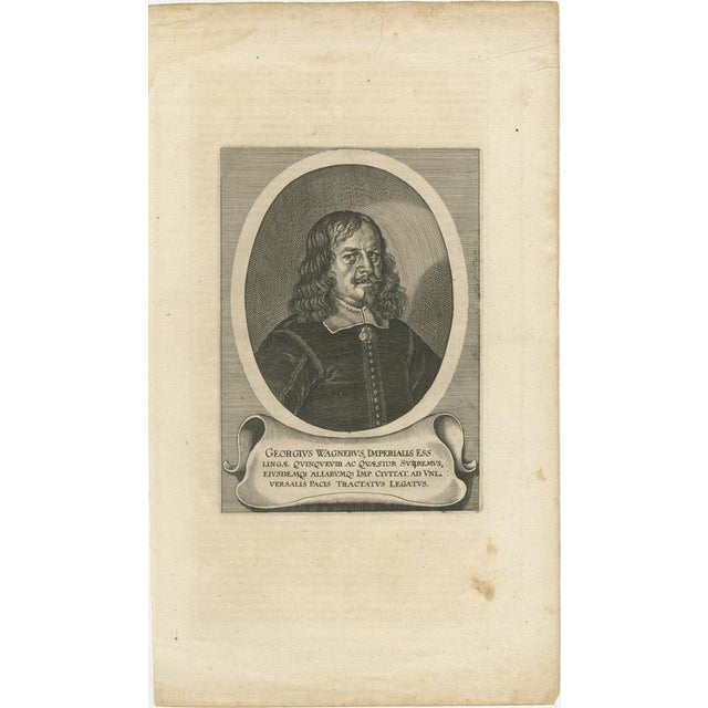 Baroque Peace of Westphalia Diplomat Georg Wagner Portrait Engraving, 1652 For Sale - Image 3 of 9