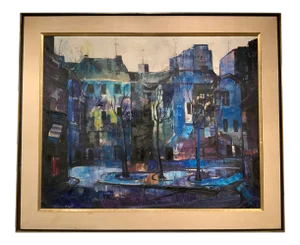 Cityscape Vintage Oil on Canvas by Bert Hildebrandt