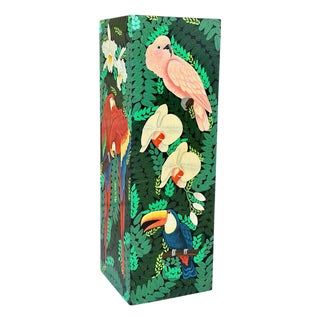 Vintage Hand-Painted Tropical Coastal Pedestal For Sale