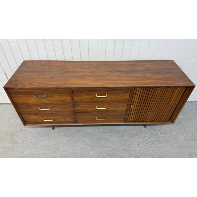 Mid 20th Century Mid-Century Modern 9-Drawer Walnut Tambour Dresser For Sale - Image 5 of 12