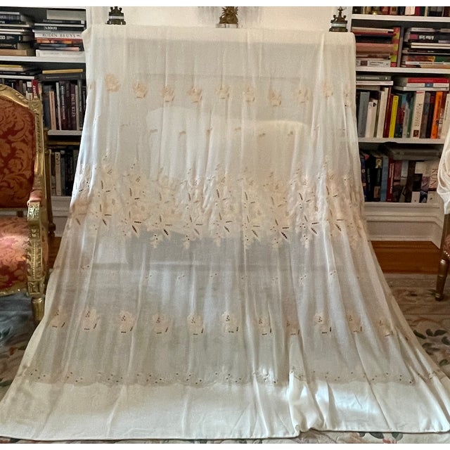 This exquisite pair of vintage embroidered window sheers brings a soft, romantic elegance to any room. Each panel measures...