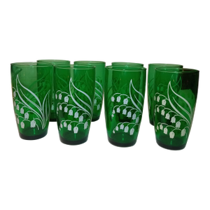 Vintage 1960's Anchor Hocking Lily of the Valley Juice Glasses