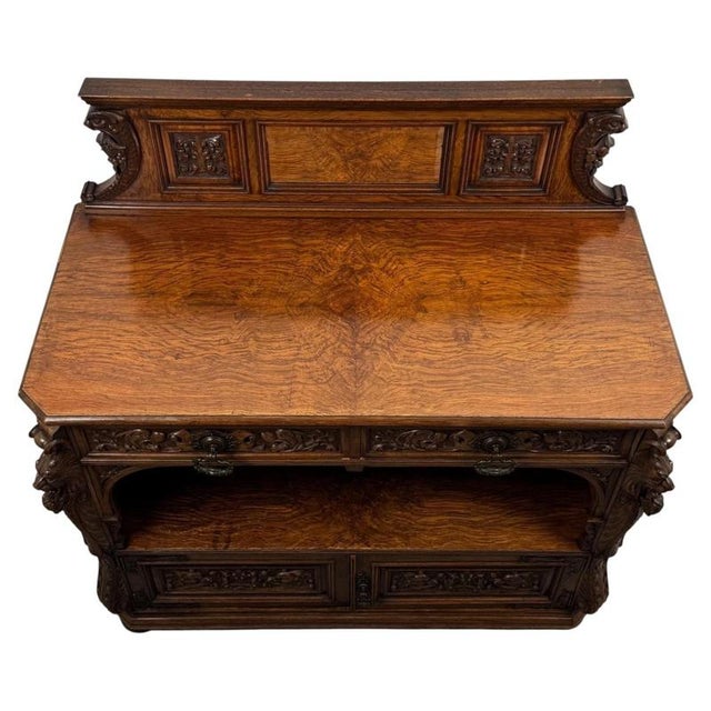 2000 - 2009 19th Century English Pollard Oak Sideboard with Bevelled Mirror For Sale - Image 5 of 15