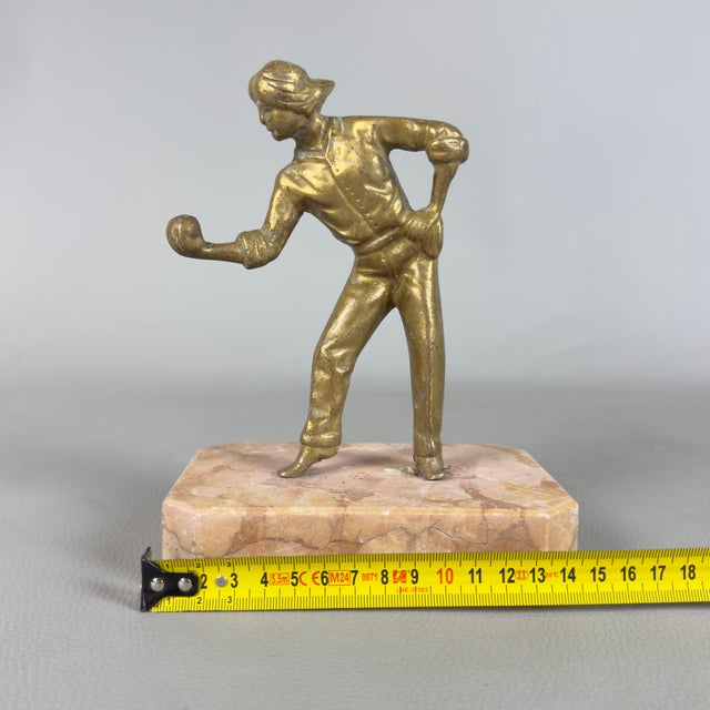 Vintage 20th Century Bocce Player in Bronze with Marble Base For Sale - Image 10 of 12