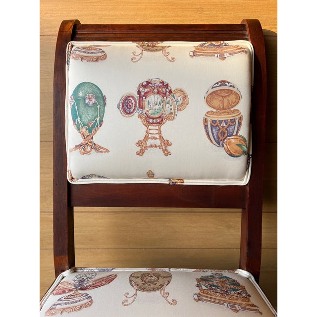 Antique Accent Chair With Faberge Upholstery For Sale - Image 11 of 11