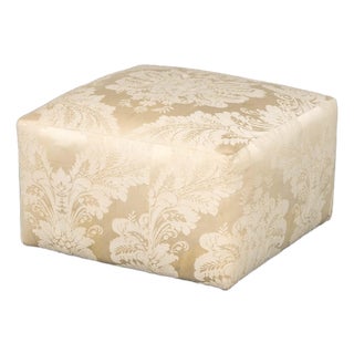 Modern White Silk Damask Ottoman For Sale