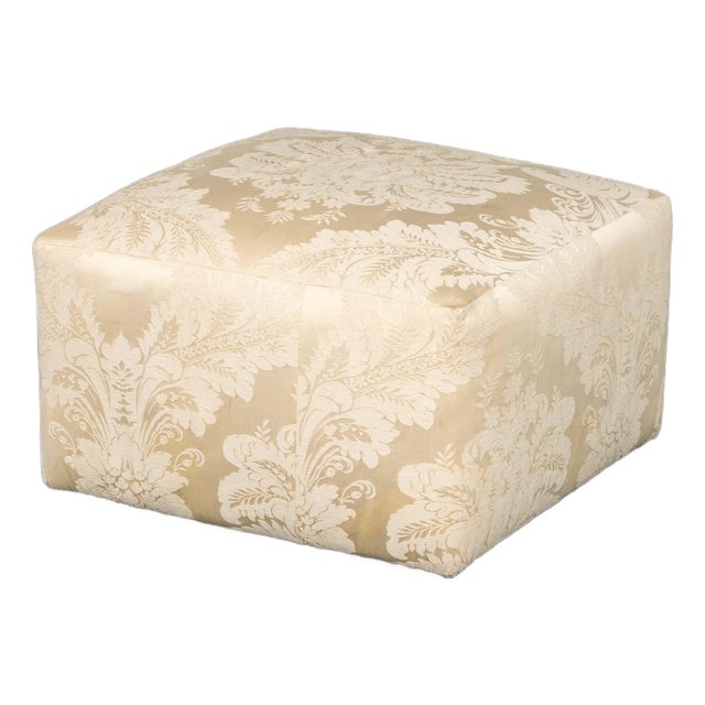 Modern White Silk Damask Ottoman For Sale