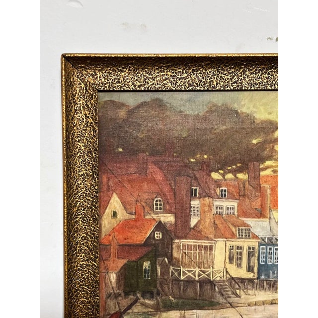 Art Nouveau Circa Early 20th Century Nico Jungmann Art Nouveau Style Painting of Dutch Boats For Sale - Image 3 of 9