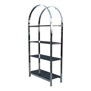 1970s Mid-Century Modern Chrome Arch Etagere