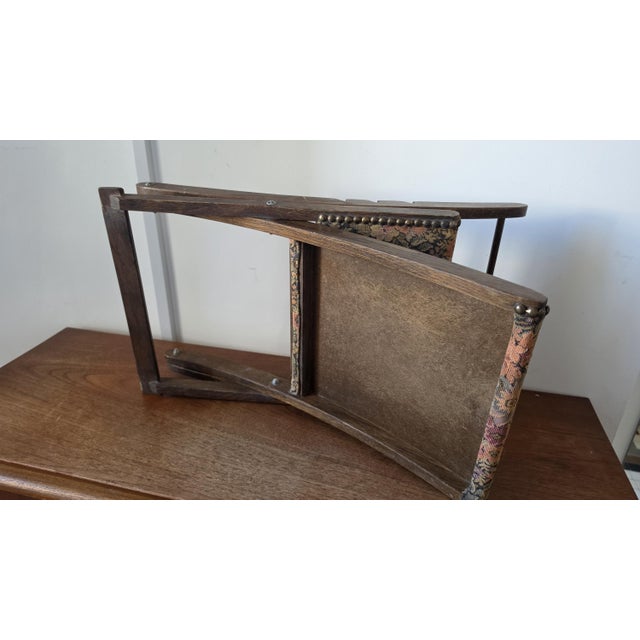 Vintage French Floral Folding Footstool, Upholstered Rocking Footrest, 3 Position Wooden Stool, Tapestry Fabric Living Room Decor For Sale - Image 13 of 14