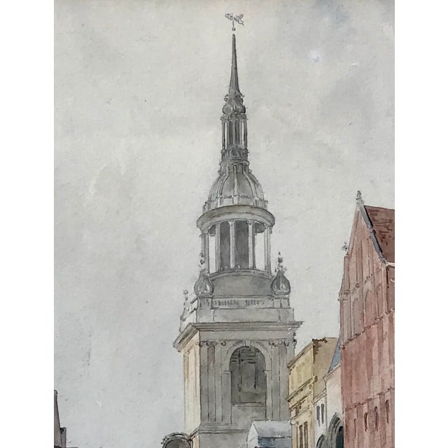 Antique English Watercolor Church of St Mary-Le-Bow London Circa 1900 For Sale - Image 4 of 7