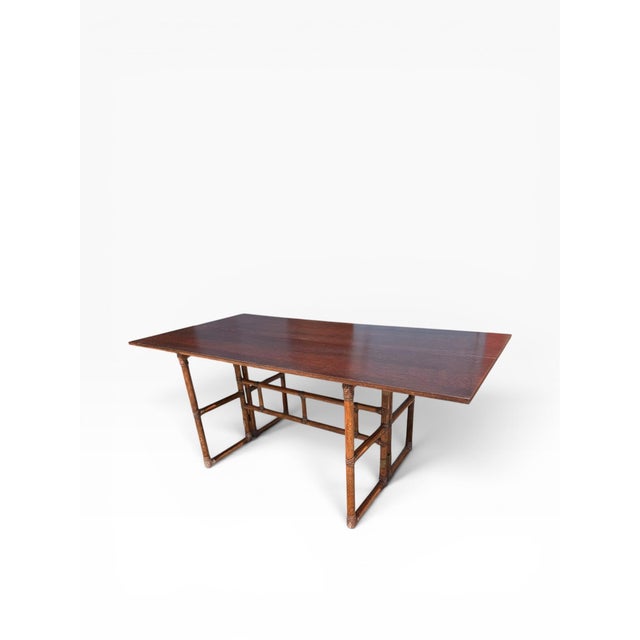 Wood Vintage McGuire San Francisco Convertible Bamboo & Rosewood Dining Console Table For Sale - Image 7 of 17