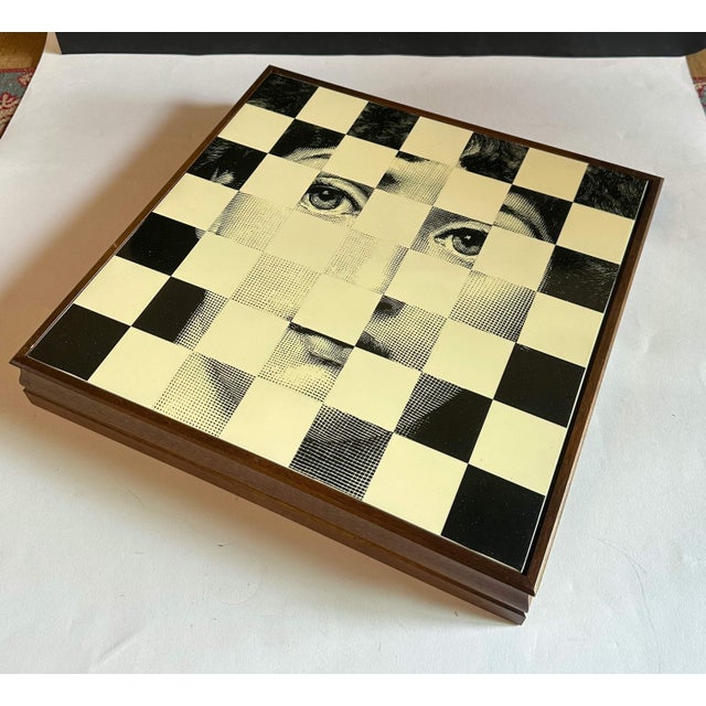 Fornasetti 20th Century Rare Large Chess and Dominoes Board Game Set Box by Fornasetti For Sale - Image 4 of 14