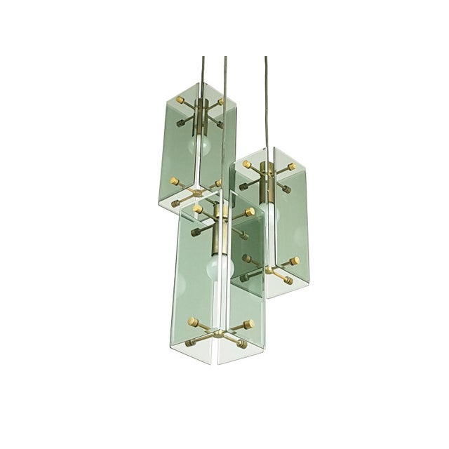 Italian Golden Aluminum and Smoked Glass Pendant Lamp, 1960s For Sale - Image 6 of 11