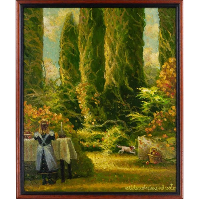 Antonio Saliola, Breakfast in the Rose Garden, Oil Painting, 2006 For Sale - Image 10 of 10