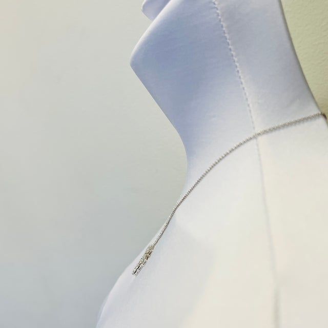 Modern Gia Emerald Cut White Diamond Cross Pendant Necklace in 18k White Gold For Sale - Image 3 of 6