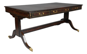 English Full-Leather Partner Desk