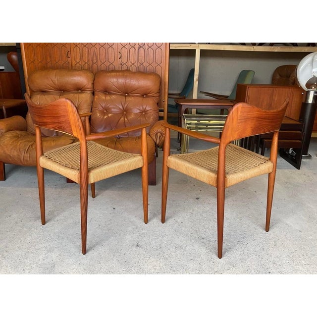 Danish Dining Carver Chairs by Arne Hovmand Olsen for Mogens Kold, Set of 2 For Sale - Image 5 of 18