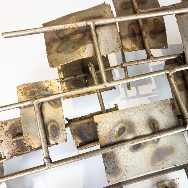 Curtis Jere Brutalist Welded Steel & Brass Wall Sculpture in the Early Style of Curtis Jere, 1960s For Sale - Image 4 of 18