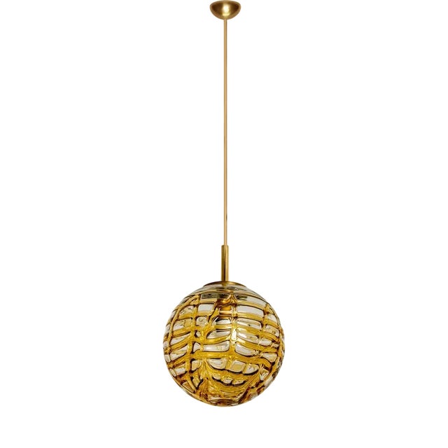 Yellow and Clear Murano Glass Pendant Light, 1960s For Sale