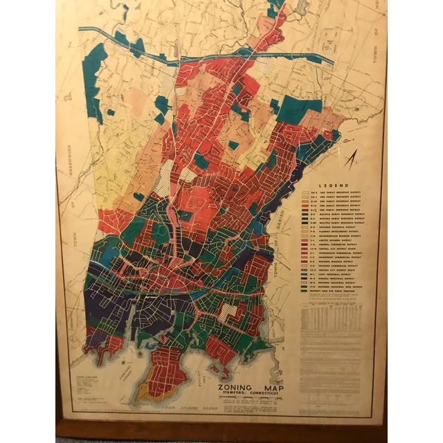 Vintage Stamford Connecticut Framed Zoning Map Chairish