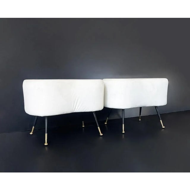 Vintage Pouf with Brass Details, 1970s For Sale - Image 5 of 6